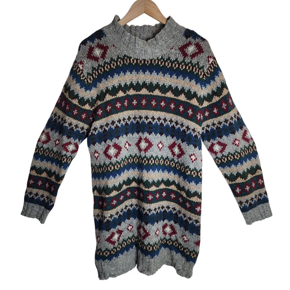 Prides Landing‎ Sweater Dress Women's Medium Knit Wool Ramie Blend Vintage